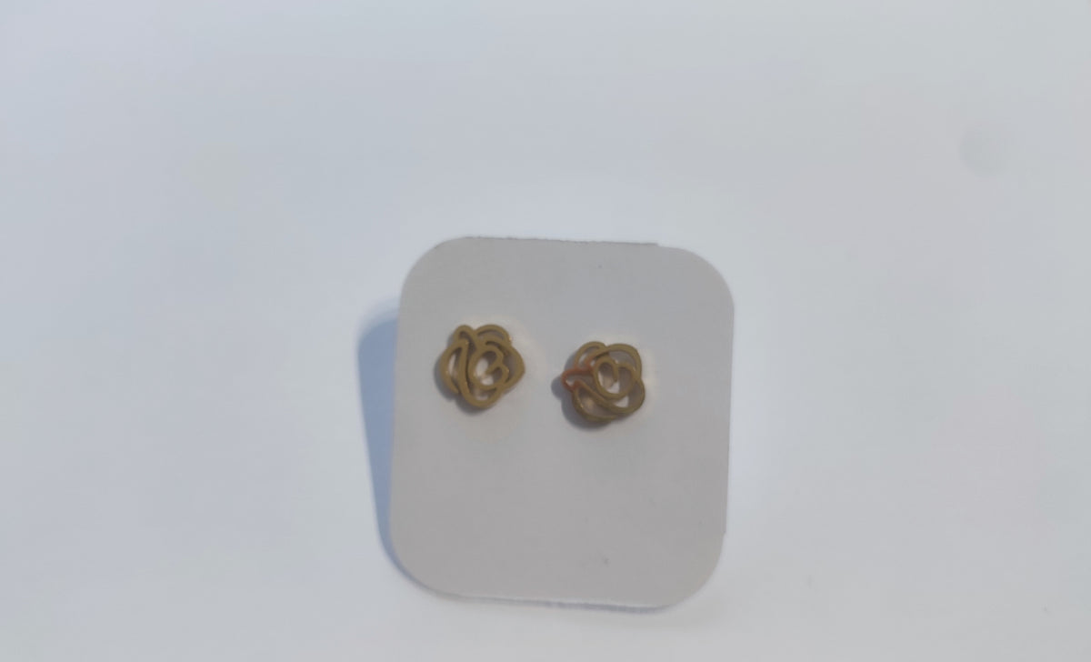 Cercei Aurii din Oțel Inoxidabil 316L, Placați cu Aur de 14K – Design Abstract