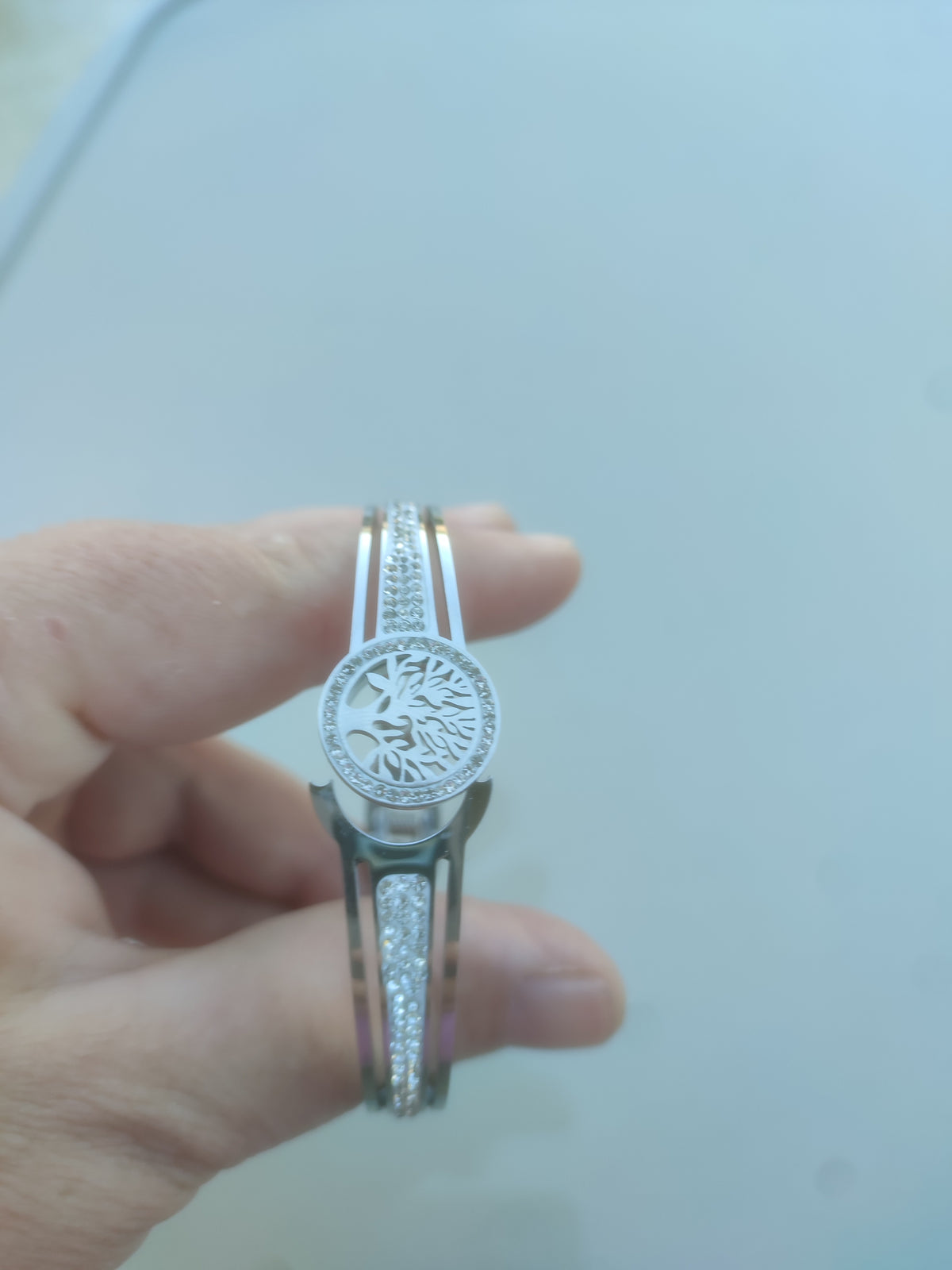 Brățară din Oțel Inoxidabil 316L Placată cu Aur 18K – Copacul Vieții cu Pietricele Strălucitoare