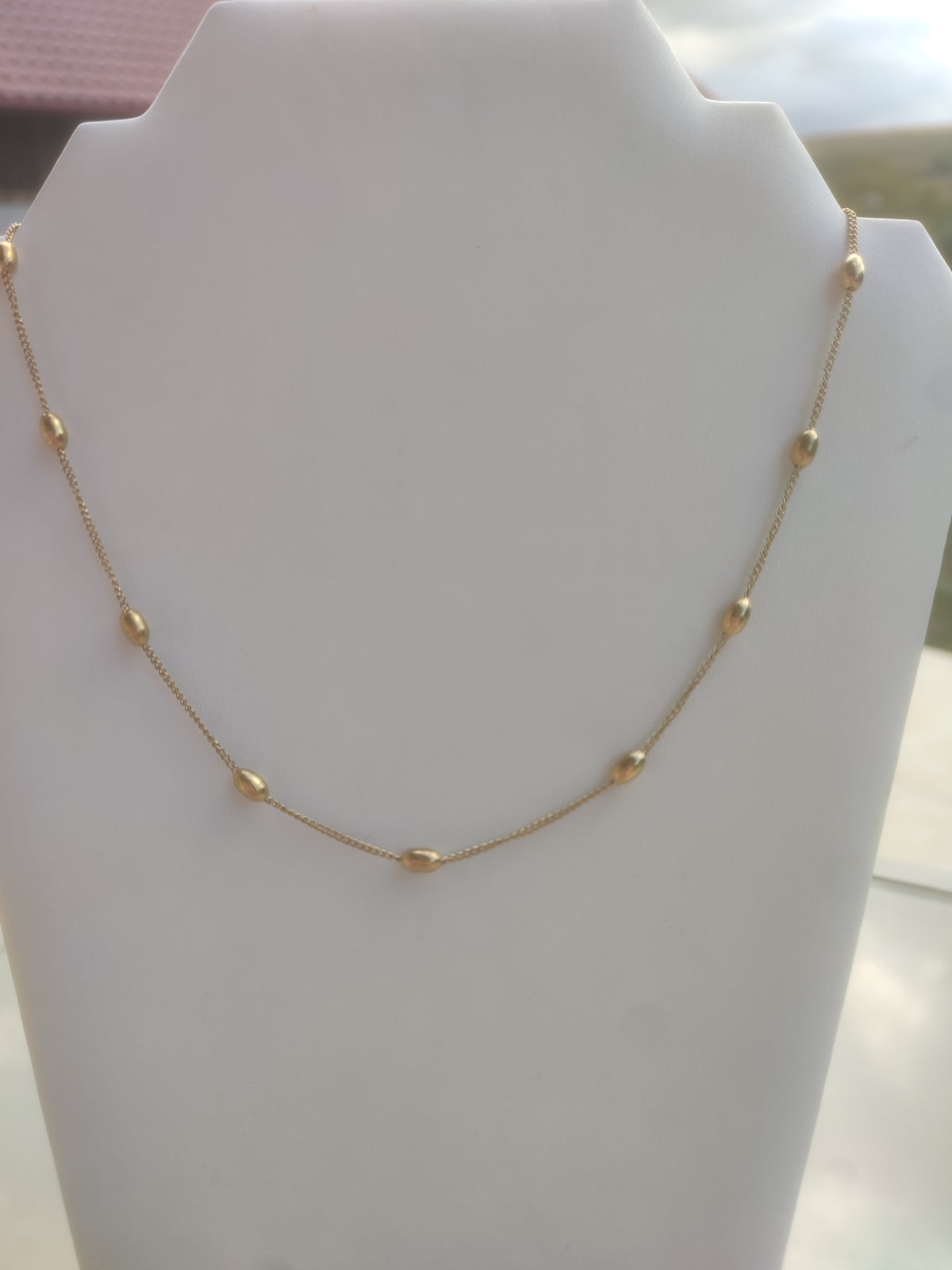 Colier Fin din Oțel Inoxidabil 304 Placat cu Aur 18K – Sfere Ovale